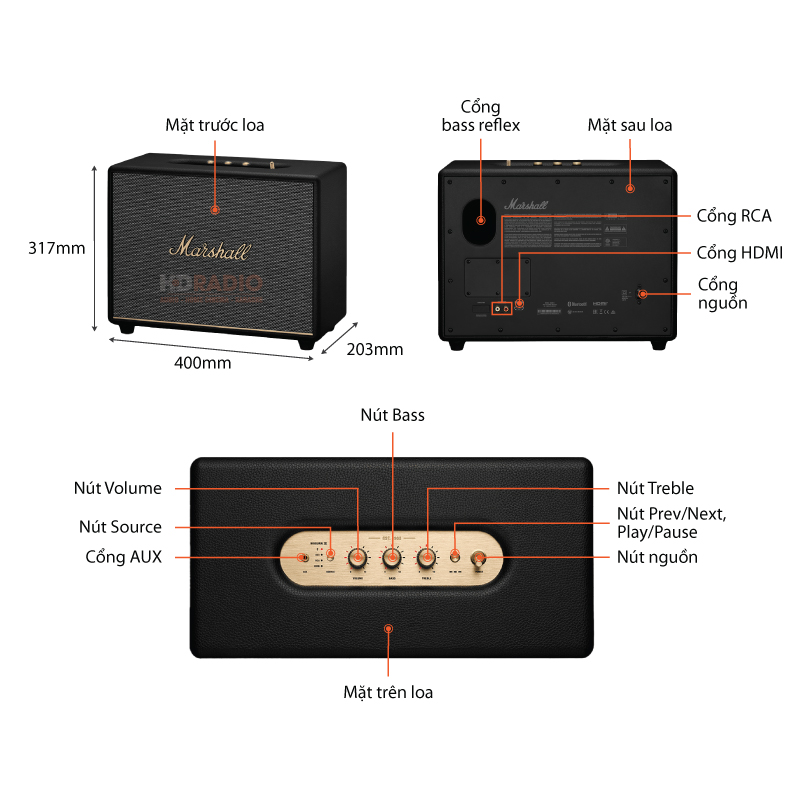 Loa Bluetooth Marshall Woburn III