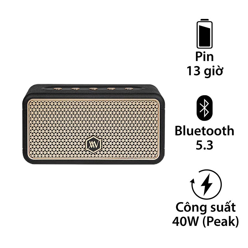 Loa Alpha Works W38, Pin 13 giờ, Công Suất 40W (peak), Bluetooth 5.3, IPX4, Công nghệ TWS (1 Đổi 1 Trong 30 Ngày)