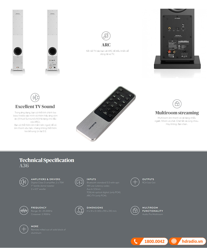 cac cong nghe cua loa audio pro a36