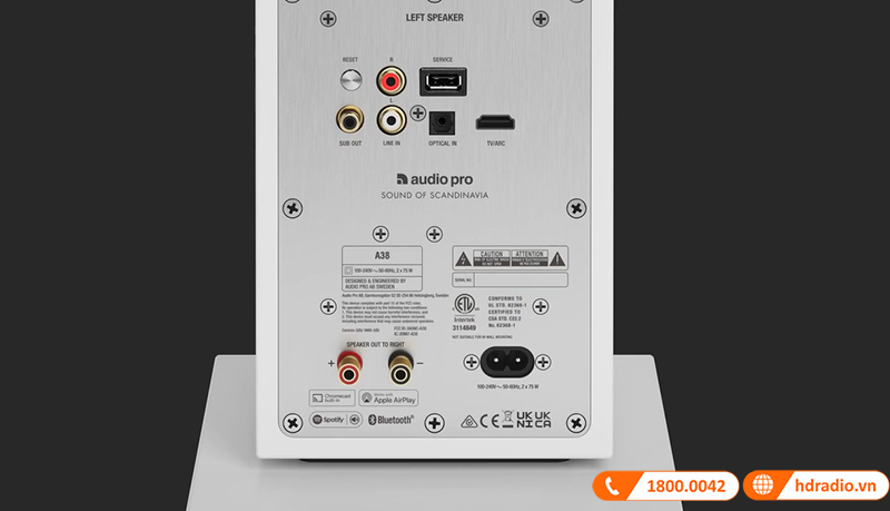 cong ket noi o mat sau cua loa audio pro a38