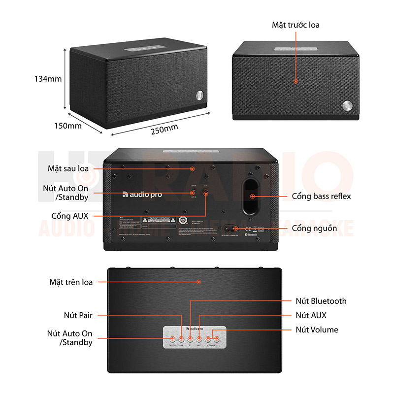 Chu thich loa AudioPro BT5