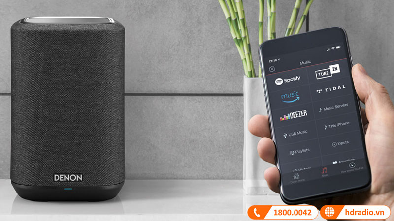 Loa Denon Home 150 voi ung dung Heos