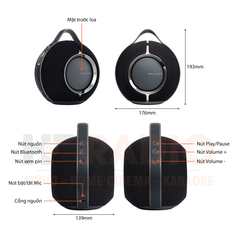 Loa Devialet Mania, Pin 10 giờ, Chống Nước IPX4, Công suất 176W, Bluetooth, Wifi-13