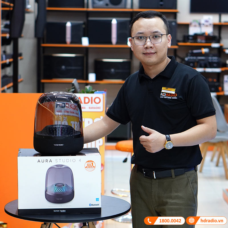 Loa Harman Kardon Aura Studio 4 (IV) Chính Hãng, Công Suất 130W, LED Mới Cực Đẹp, Bluetooth, AUX-1