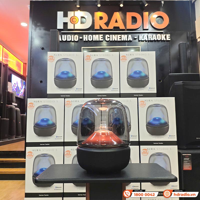 Loa Harman Kardon Aura Studio 5, LED mới đẹp, Công suất 160W, Bluetooth 5.4 Auracast, AUX-2