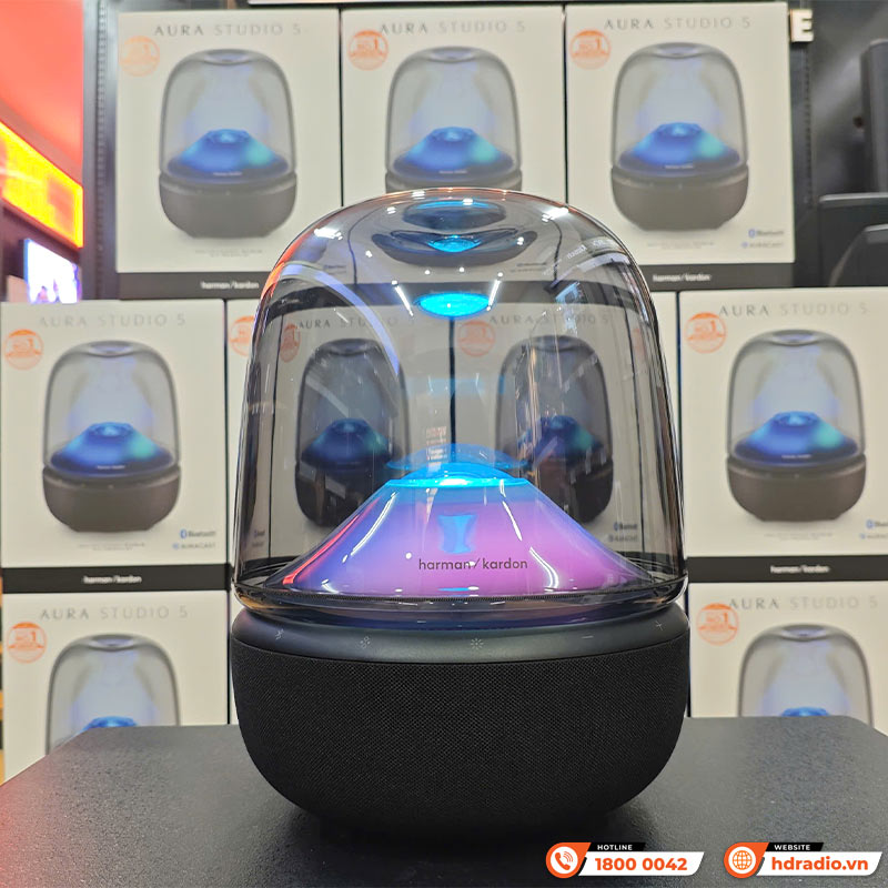 Loa Harman Kardon Aura Studio 5, LED mới đẹp, Công suất 160W, Bluetooth 5.4 Auracast, AUX-3