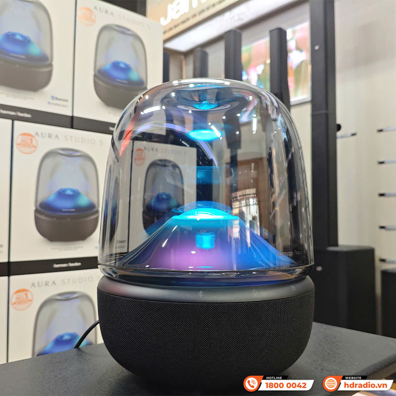 Loa Harman Kardon Aura Studio 5, LED mới đẹp, Công suất 160W, Bluetooth 5.4 Auracast, AUX-4