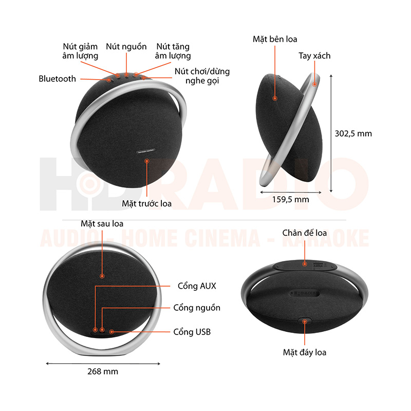 Loa Harman Kardon Onyx Studio 8, Pin 8h, Công Suất 50W, Bluetooth 5.2, AUX, Có Micro-2