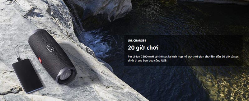 loa bluetooth JBL Charge 4 có pin 20 giờ