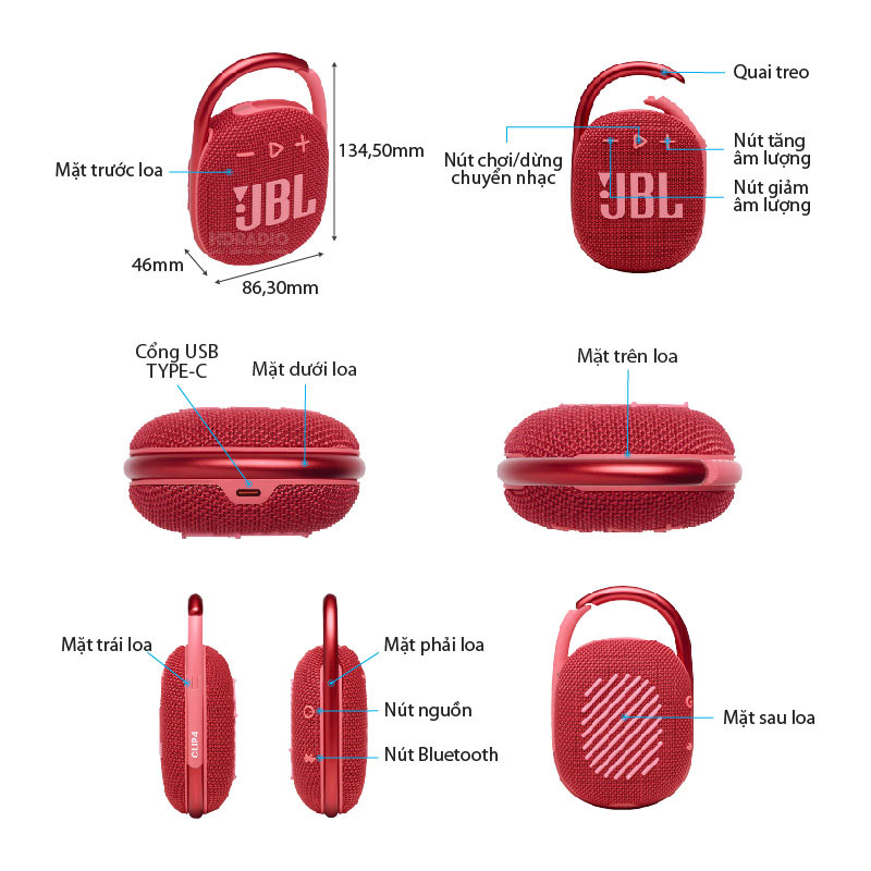 chu thich loa JBL Clip 4