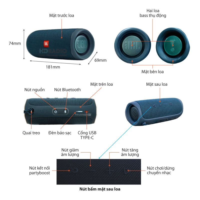 chu thich loa JBL Flip 5
