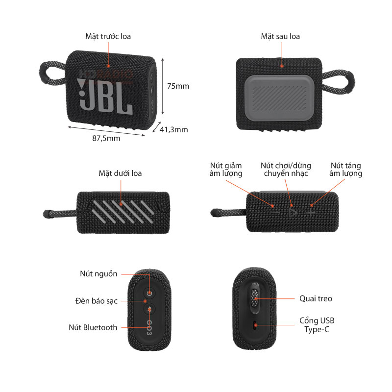 Chu thich loa JBL Go 3