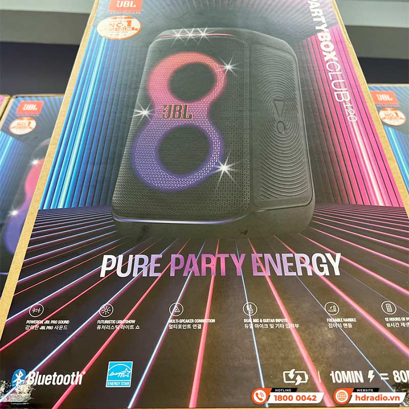 Loa JBL PartyBox Club 120, Pin 12 Giờ, Công Suất 160W, LED Đẹp, AUX, Micro, Bluetooth 5.3, IPX4, AI Sound Boost, Auracast, App JBL Partybox-22