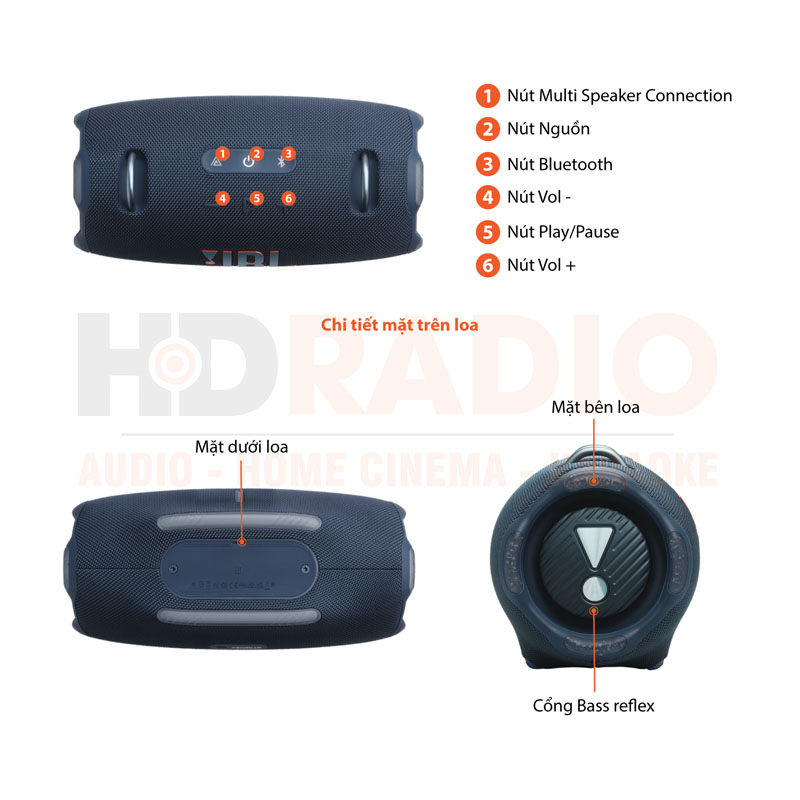 Loa JBL Xtreme 4 Bluetooth 5.3, Pin 24h, IP67, Auracast, AI Sound Boost, App JBL Portable (Có dây đeo vai)-18