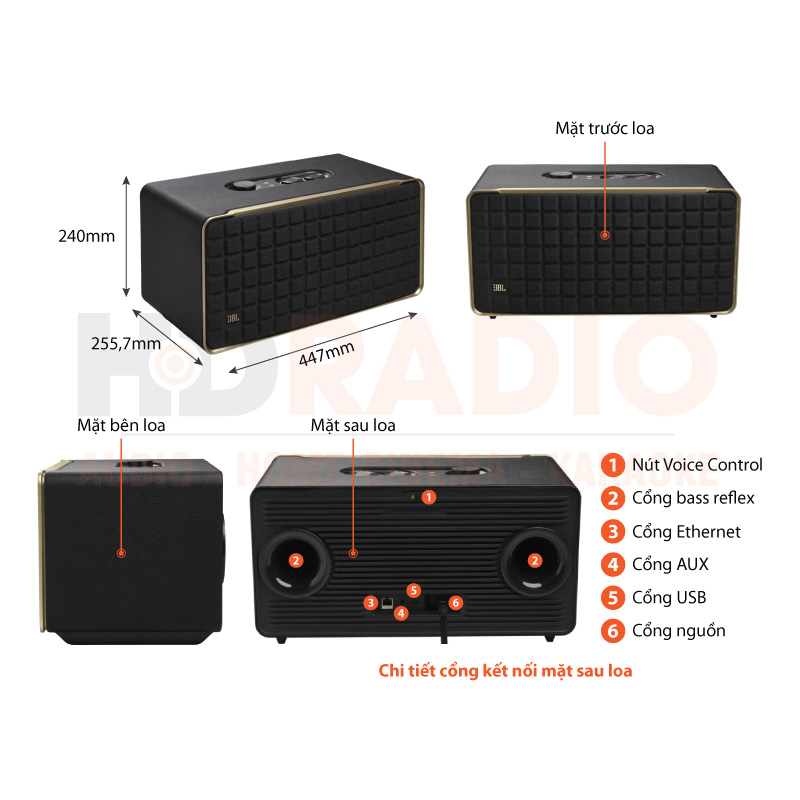 Loa JBL Authentics 500, Công suất 270W, Dolby Atmos, Bluetooth 5.3, Wifi, AUX, USB, Ethernet, JBL One APP-7
