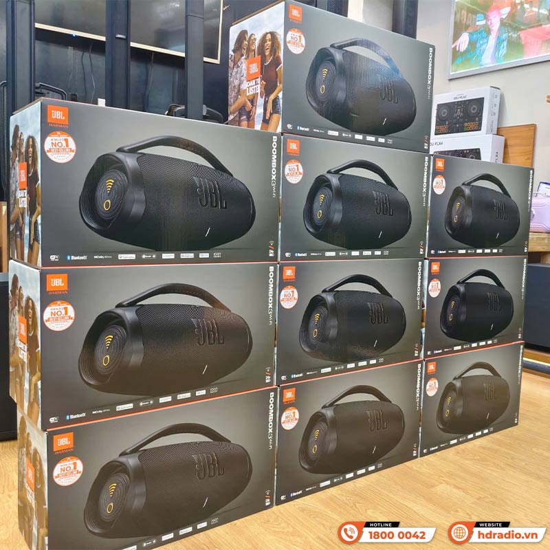 Loa JBL Boombox 3 Wifi, Pin 24h, Chống Nước IP67, Bluetooth 5.3, Âm Thanh Đa phòng, 3D Dolby Atmos, Công suất 200W (AC) 140W (Pin), APP JBL One-3