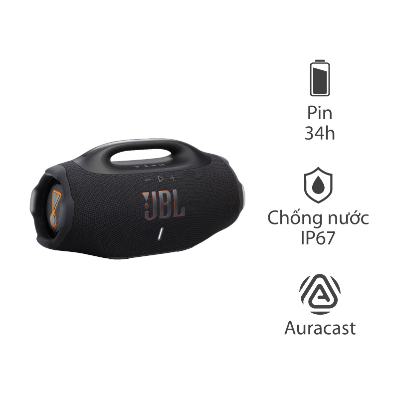 Loa JBL Boombox 4, Pin 34h, Công suất 210W AC / 200W Pin, AI Sound Boost, IP67, Bluetooth 5.4 Auracat, App JBL Portable
