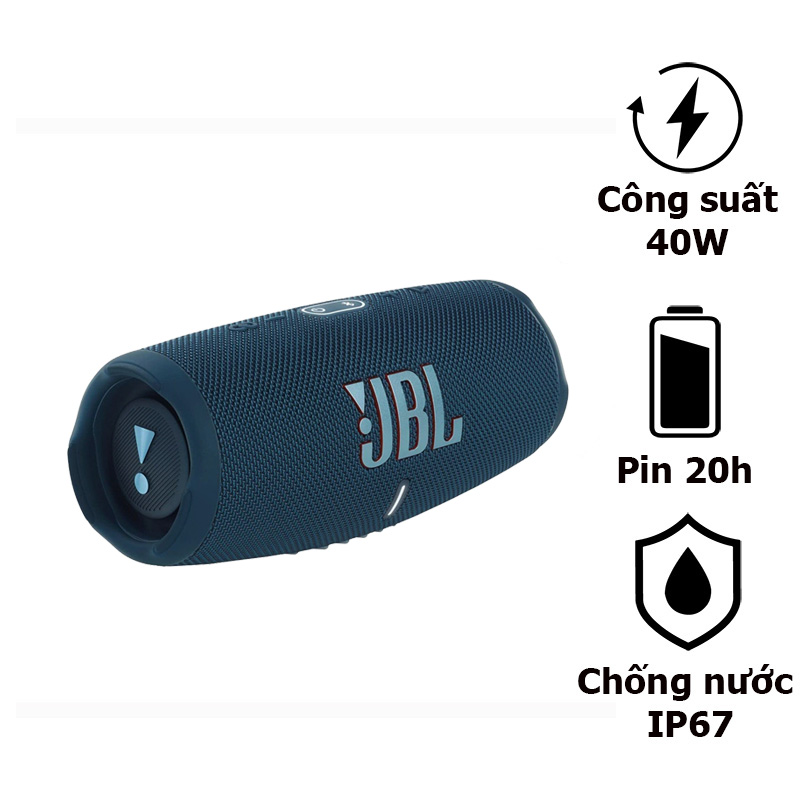 Loa JBL Charge 5, Pin 20h, Chống Nước IP67, Bluetooth 5.1, PartyBoost, USB A, Công suất 40W