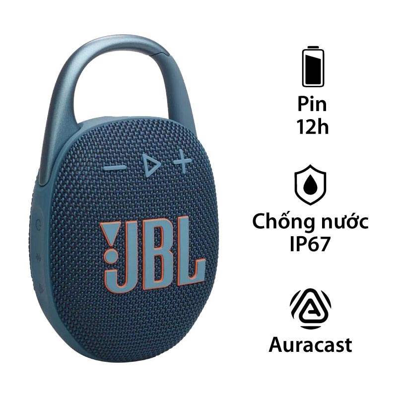 Loa JBL Clip 5, Bluetooth 5.3, Pin 12 Giờ, Chống Nước IP67, Auracast, App JBL Portable, Nhiều Màu Sắc