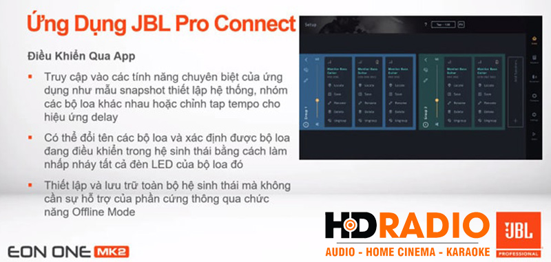 điều khiển từ xa loa JBL Eon One MK2 qua ứng dụng JBL Connect