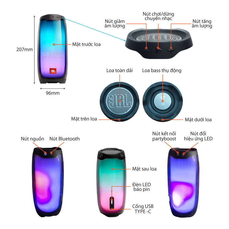 chu thich loa JBL PULSE 4