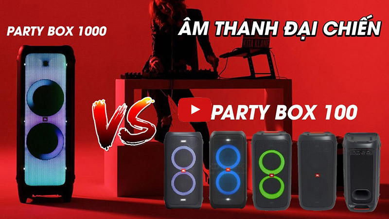 so sánh chất âm 5 loa jbl party box 100 và loa JBL Partybox 1000