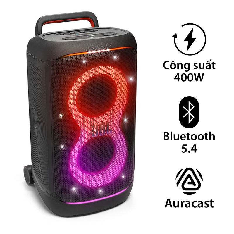 Loa JBL PartyBox 520, Công suất 400W, IPX4, Bluetooth 5.4, AI Sound Boost, Auracast, Pin 15h (NEW 2025)