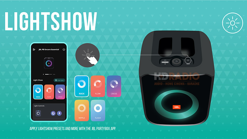 Loa JBL PartyBox Encore Essential hướng dẫn chỉnh màu led 