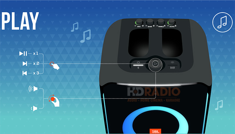 Điều khiển bài bát trên loa jbl partybox encore