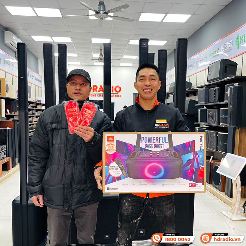 Loa JBL Partybox On The Go, Pin 6h, IPX4, Bluetooth, AUX, USB, Công Suất 100W-28