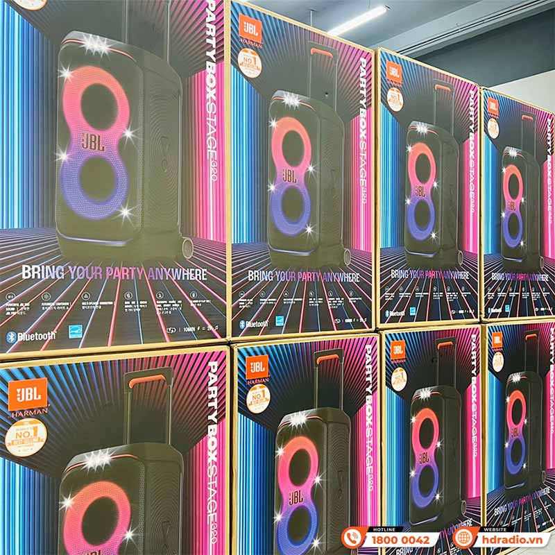 Loa JBL PartyBox Stage 320, Công Suất 240W, Pin 18h, AUX, Micro, Bluetooth 5.4, IPX4, AI Sound Boost, Auracast, App JBL Partybox-24