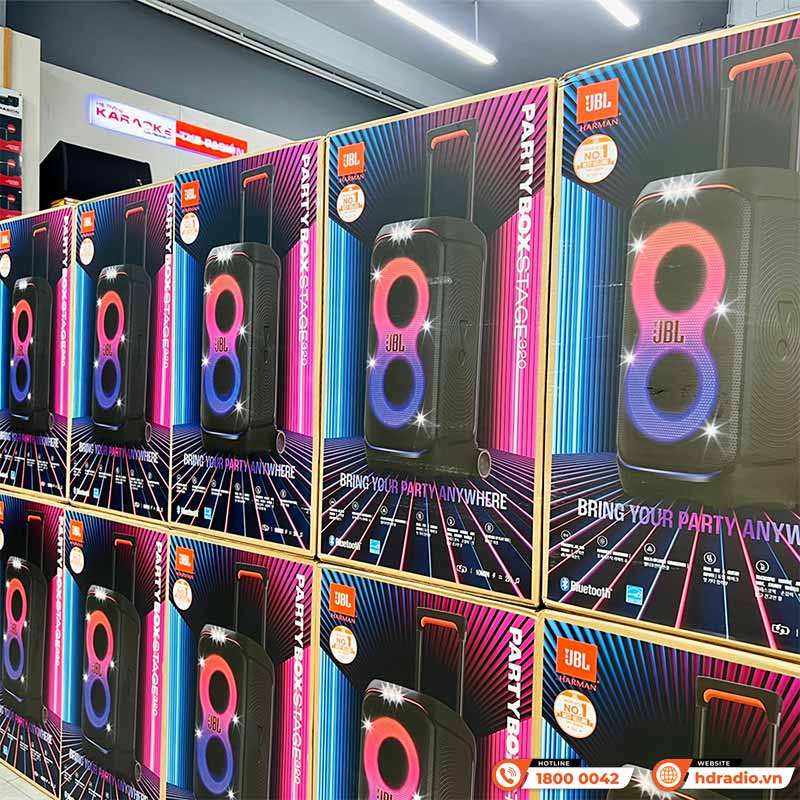 Loa JBL PartyBox Stage 320, Công Suất 240W, Pin 18h, AUX, Micro, Bluetooth 5.4, IPX4, AI Sound Boost, Auracast, App JBL Partybox-5