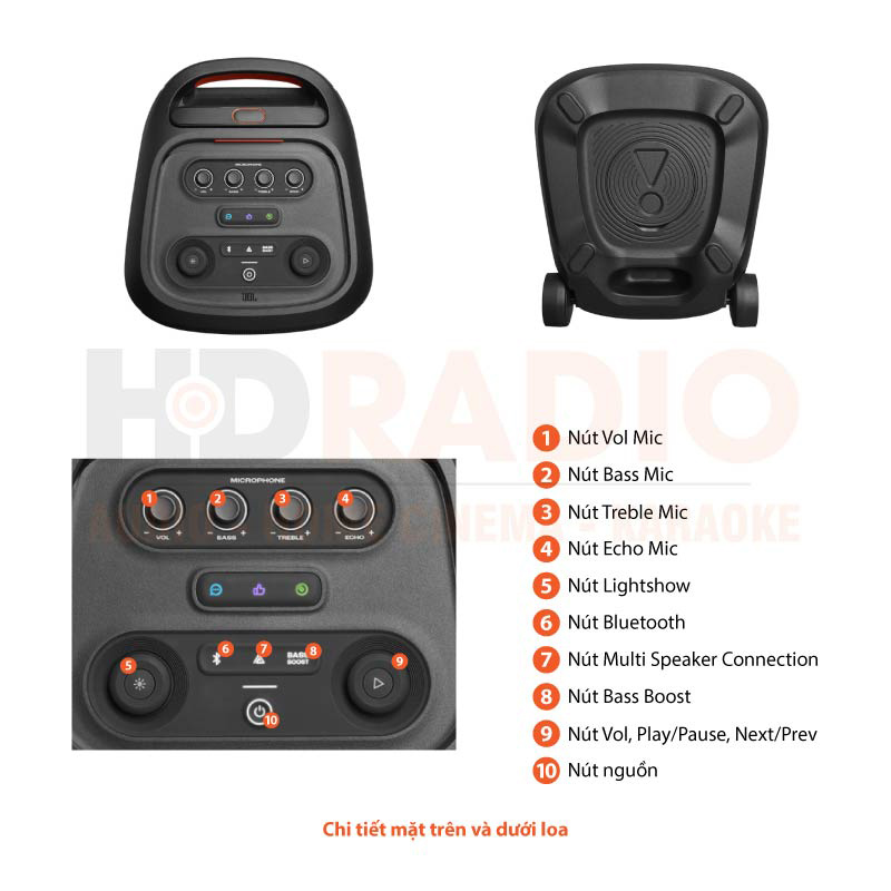 Loa JBL PartyBox Stage 320, Công Suất 240W, Pin 18h, AUX, Micro, Bluetooth 5.4, IPX4, AI Sound Boost, Auracast, App JBL Partybox-2