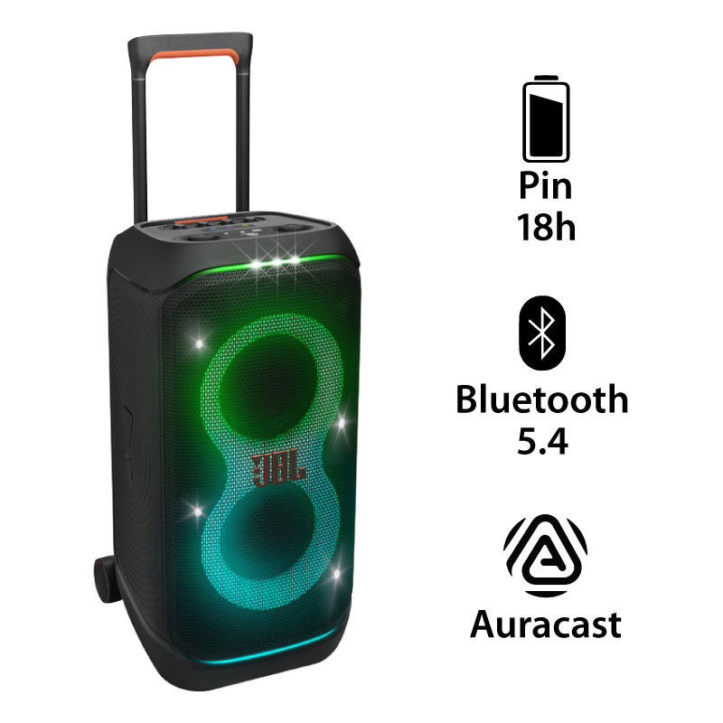 Loa JBL PartyBox Stage 320, Công Suất 240W, Pin 18h, AUX, Micro, Bluetooth 5.4, IPX4, AI Sound Boost, Auracast, App JBL Partybox