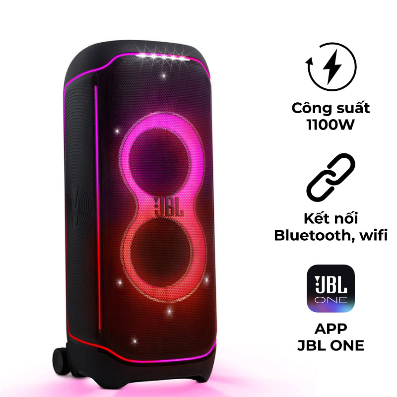 Loa JBL PartyBox Ultimate Chính Hãng, 1100W Dolby Atmos, IPX4, Bluetooth, Wifi, AUX, Mic, Guitar, PartyPad, APP JBL One