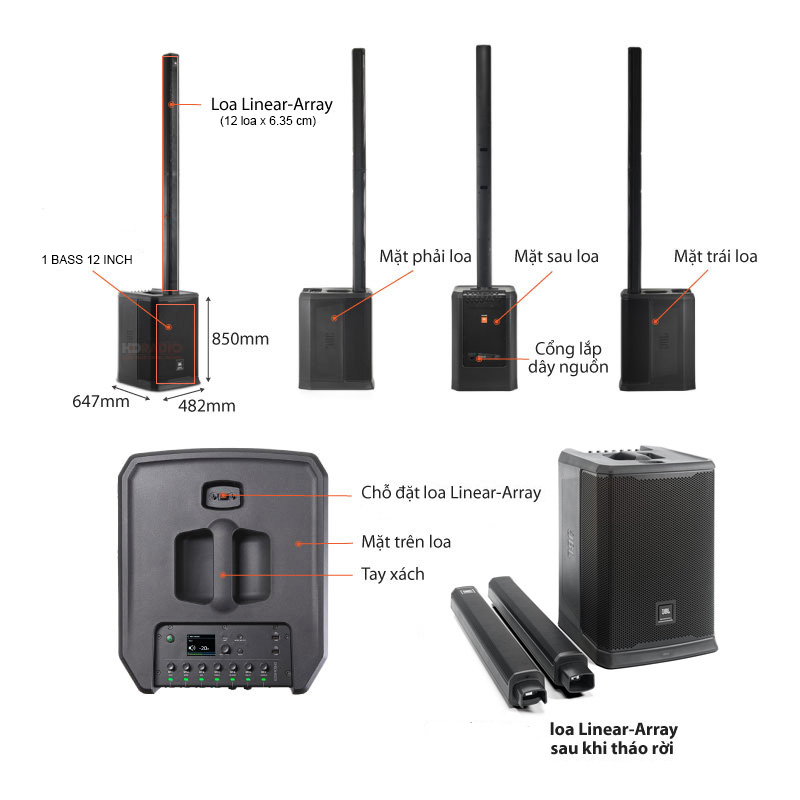 Loa JBL PRX ONE Chính Hãng, Mixer 7 Kênh, Bluetooth, AUX, Mic/line, Công Suất 2000W Peak/1000W RMS-14