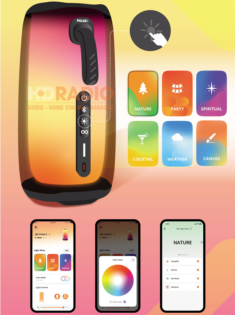 Loa JBL PULSE 5 hướng dẫn thay đổi đèn led