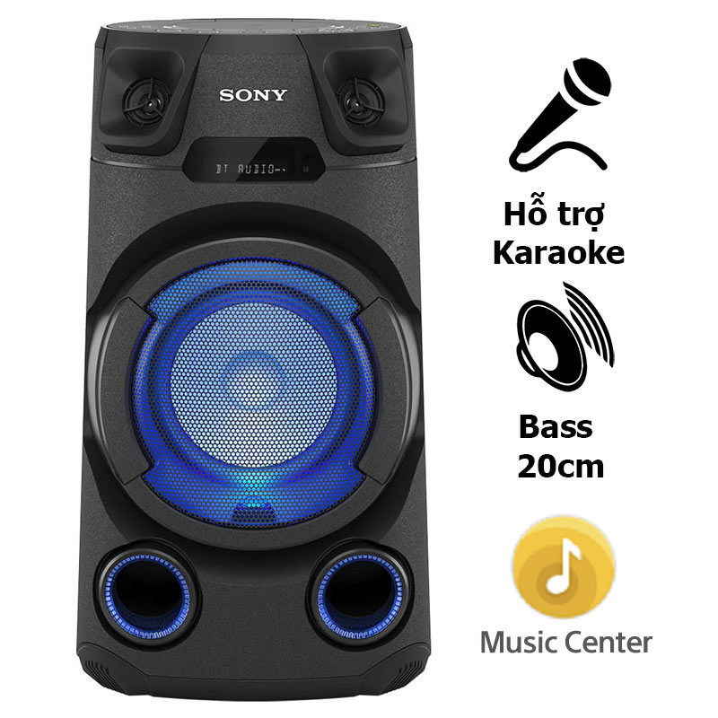 Loa Sony MHC V13, Bass 20cm, Bluetooth, Đài FM, Hỗ trợ karaoke