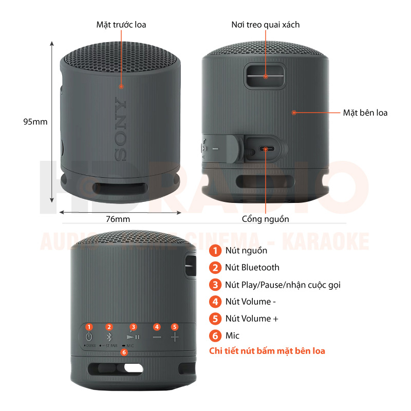 Loa Sony SRS-XB100, Bluetooth 5.3, Pin 16h, Music Center, USB Type-C-2