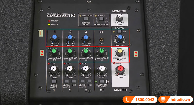 num dieu khien cua loa yamaha stagepas 1k