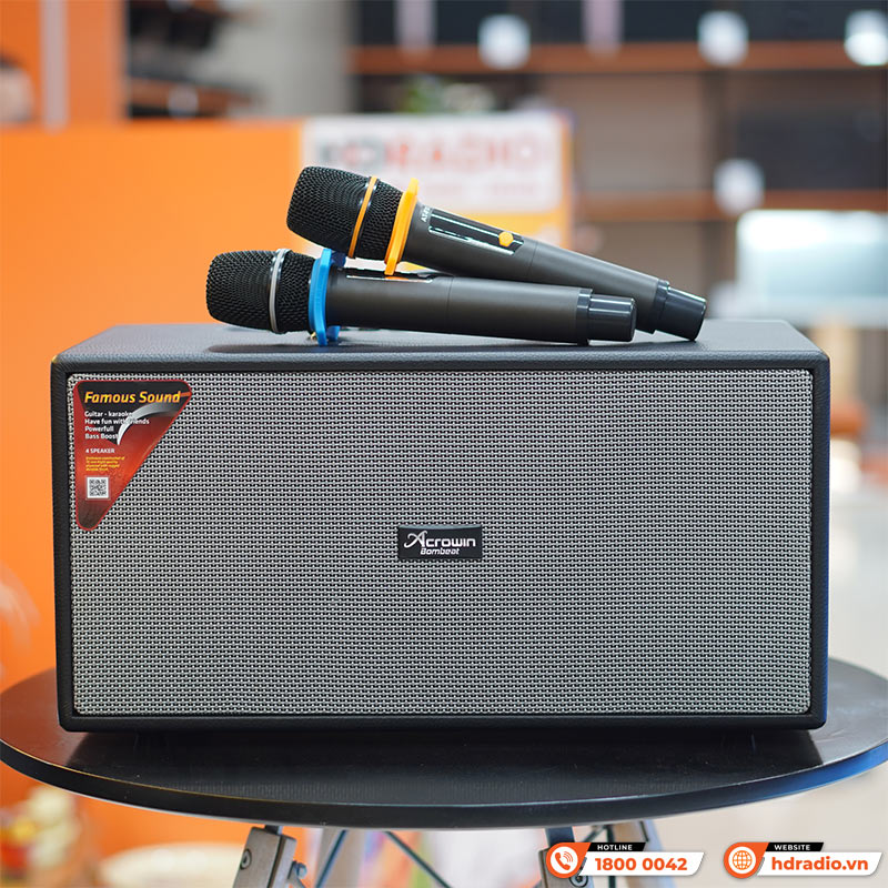 Loa Acrowin SA310, Bass 16cm, Công suất 150W, Bluetooth, Optical, kèm 2 tay mic-11