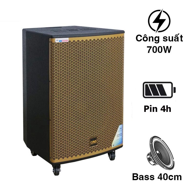 Loa kéo CAVS PX15, Bass 40cm, 700W, Pin 4h