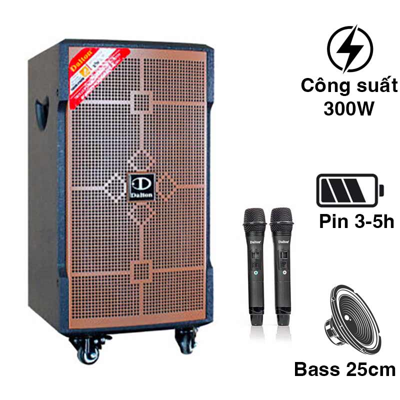 Loa Dalton TS-10G250N, Bass 25cm, công suất 300W, Pin 3h đến 5h, Kèm 2 micro