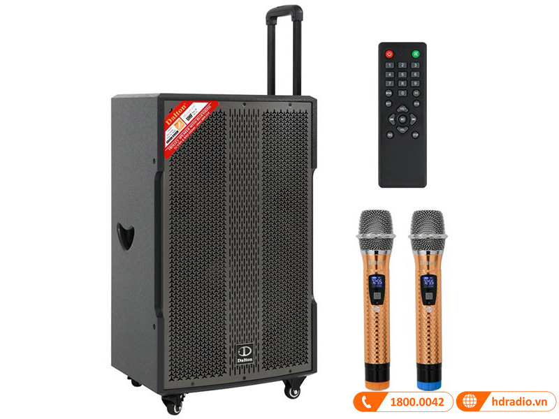 2 vin khoet em, tay keo va banh xe giup loa di chuyen de dang