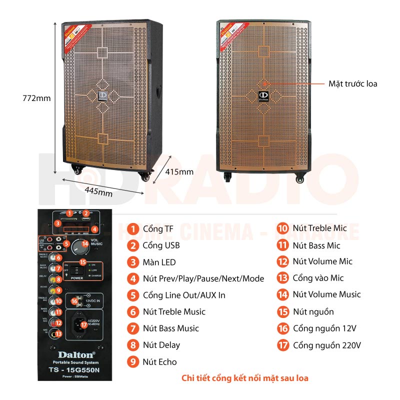 Chú thích loa Dalton TS-15G550N