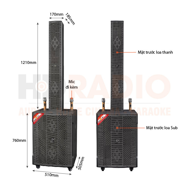Chú thích Loa Dalton LA8-S118 & LA8-F605