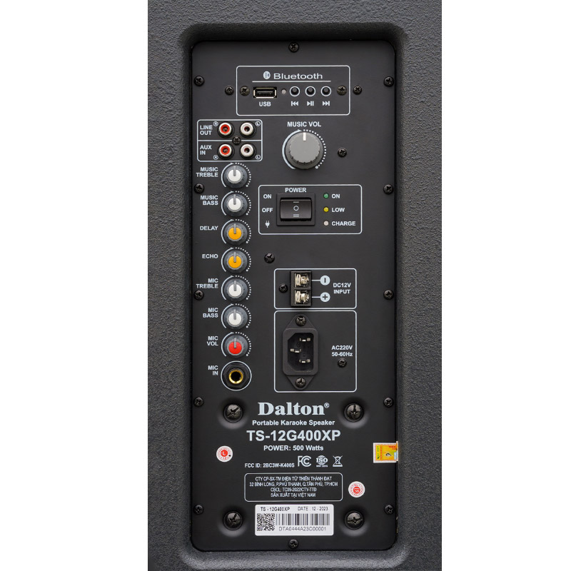 Loa Dalton TS-12G400XP, Bass 30cm, Công suất 500W, Bluetooth 5.2, Pin 4h-6