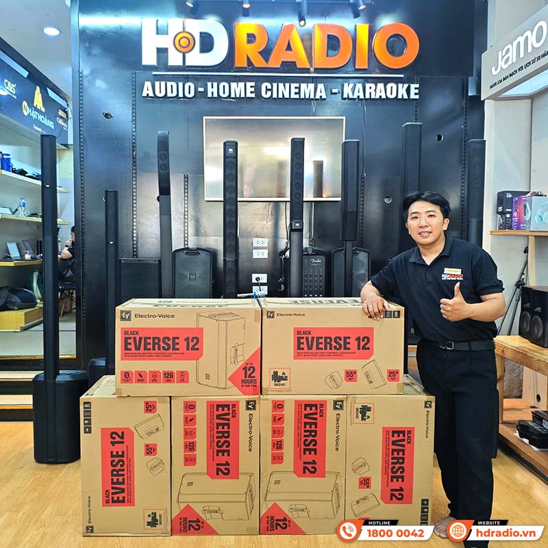 Loa Electro voice Everse 12, Pin 12 giờ, Công Suất 400W, Bass 30cm, 126db, Bluetooth, IP43, Ứng dụng EV-21