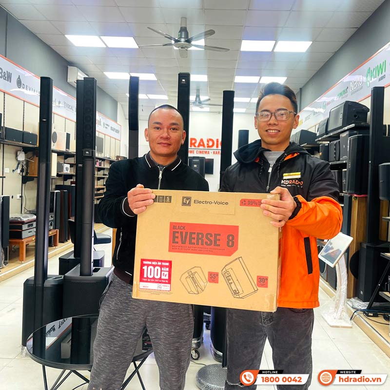Loa Electro voice Everse 8, Pin 12 giờ, Công Suất 400W, Bass 20 cm, 121db, Chống Nước IP43, Bluetooth, TWS-30