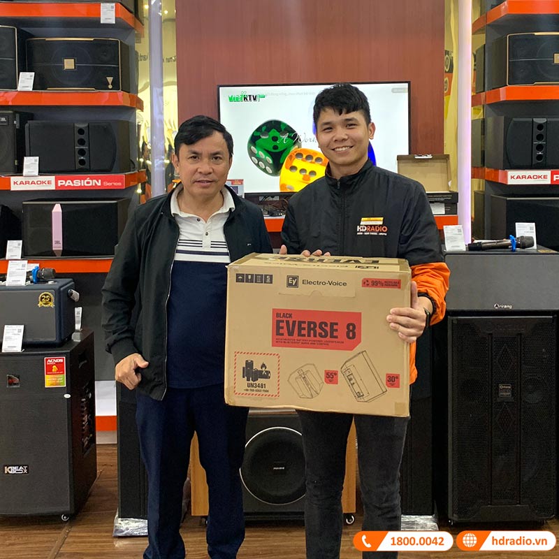 Loa Electro voice Everse 8, Pin 12 giờ, Công Suất 400W, Bass 20 cm, 121db, Chống Nước IP43, Bluetooth, TWS-7